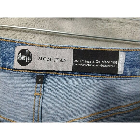 Levis Silver Tab Jeans Womens 31 Blue Denim Mom High Rise Stretch Medium Wash - Picture 8 of 11